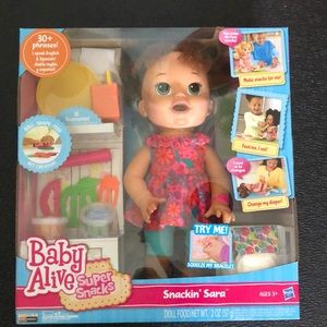 Baby Alive Snackin’ Sara Brunette Talking Doll